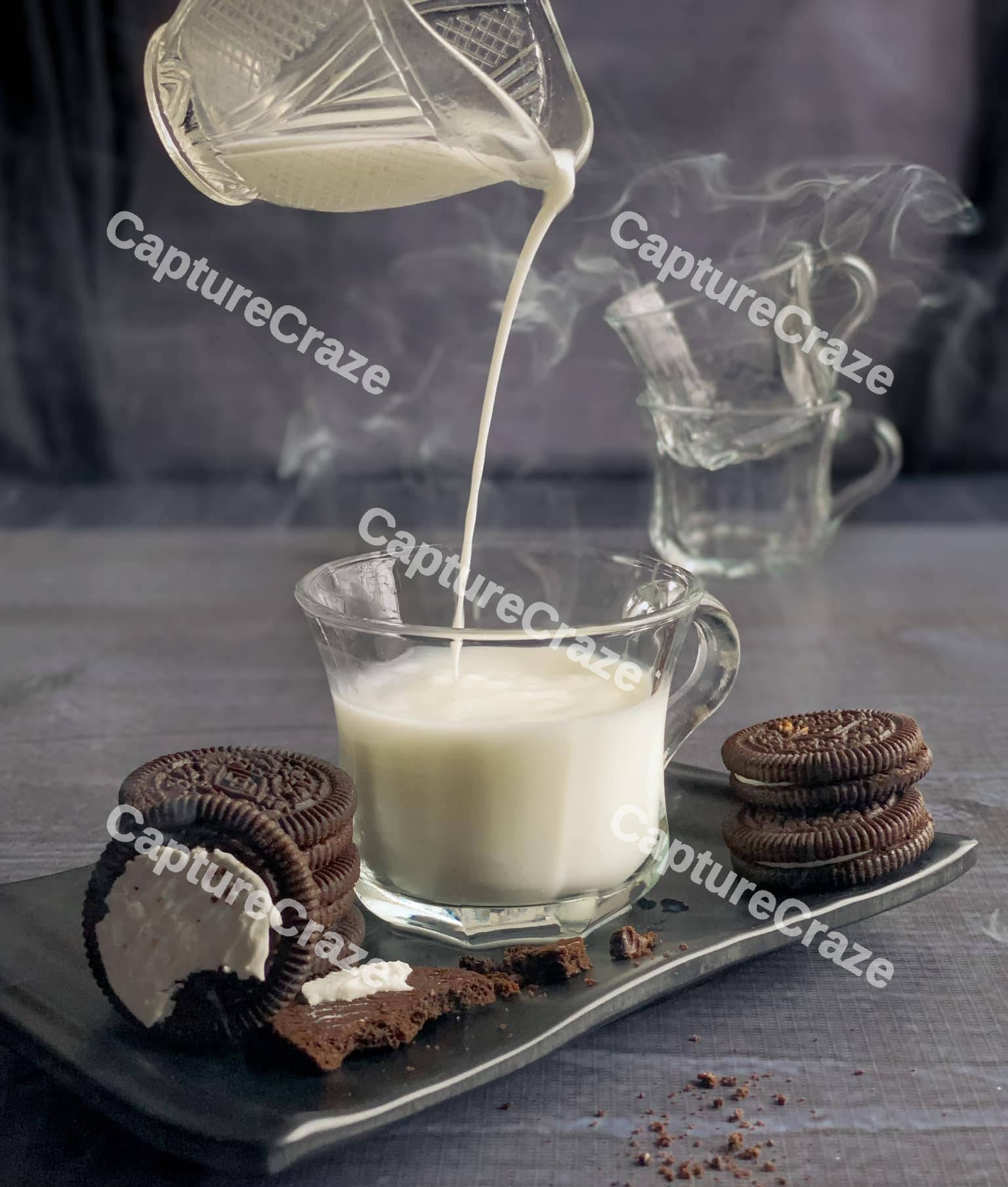 Milk is poured in a cup